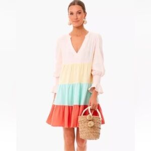 Tuckernuck Pomander Place Sorbet Colorblock Kenzo Tiered Mini‎ Gauze LS Dress S